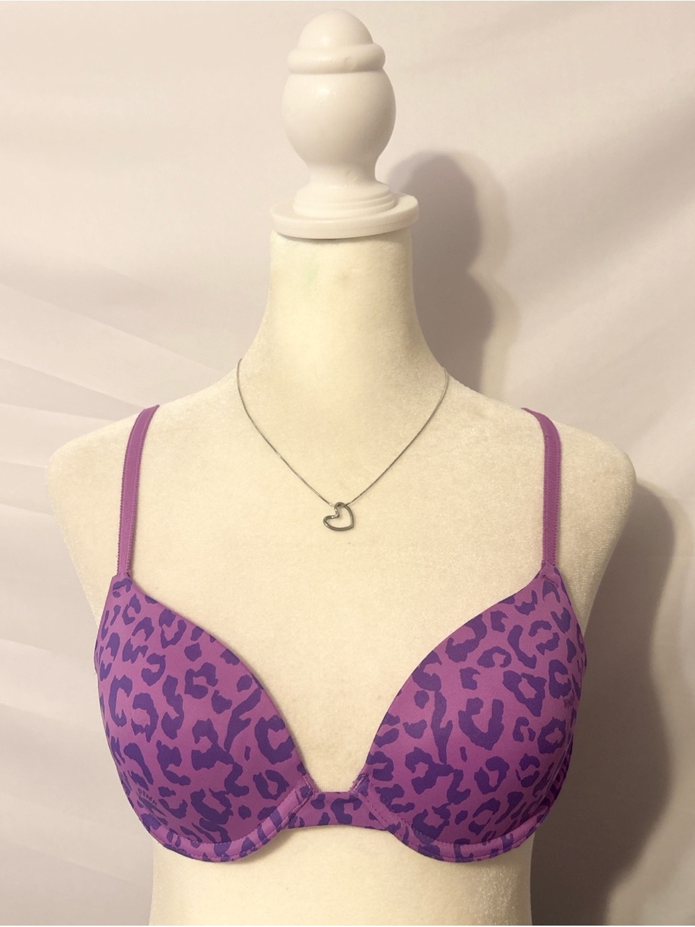 Vintage Y2K PINK Leopard Print Purple Bra